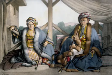 Pacha de Tesalia, hijo de Veli y Mehemet, hijo menor Ali Cebelerr, Visir de Janina - Lámina IV, grabado por Lemercier de 